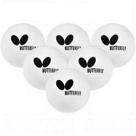 Butterfly Plastic Table Tenis Balls White (Set of 6)