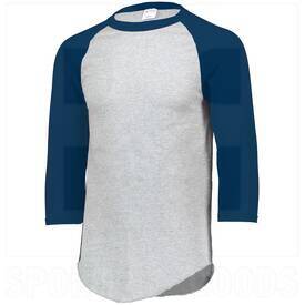 Augusta 3/4 Sleeve Shirt 2.0 w/ Crew Neck Heather/Navy, Color: Navy Blue, Size: S