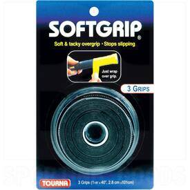 Tourna SoftGrip 3 Pack Overgrip Black, Color: Black