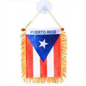 Puerto Rico Mini Flag 4" x 6" Window Banner w/ Brass Staff and Suction Cup Double Sided