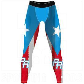 BBB Sports Athletic Performance Compression Pant Puerto Rico, Color: Scarlet Red/Royal Blue, Size: S