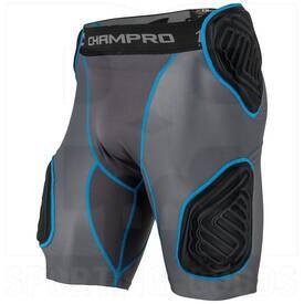 Champro Bull Rush 5-Pad Integrated Girdle Gray/Neon Blue Trim, Color: White/Royal Blue, Size: M